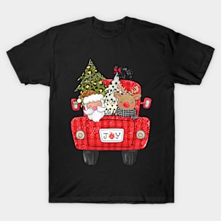 cute santa and deer in truck with trees T-Shirt